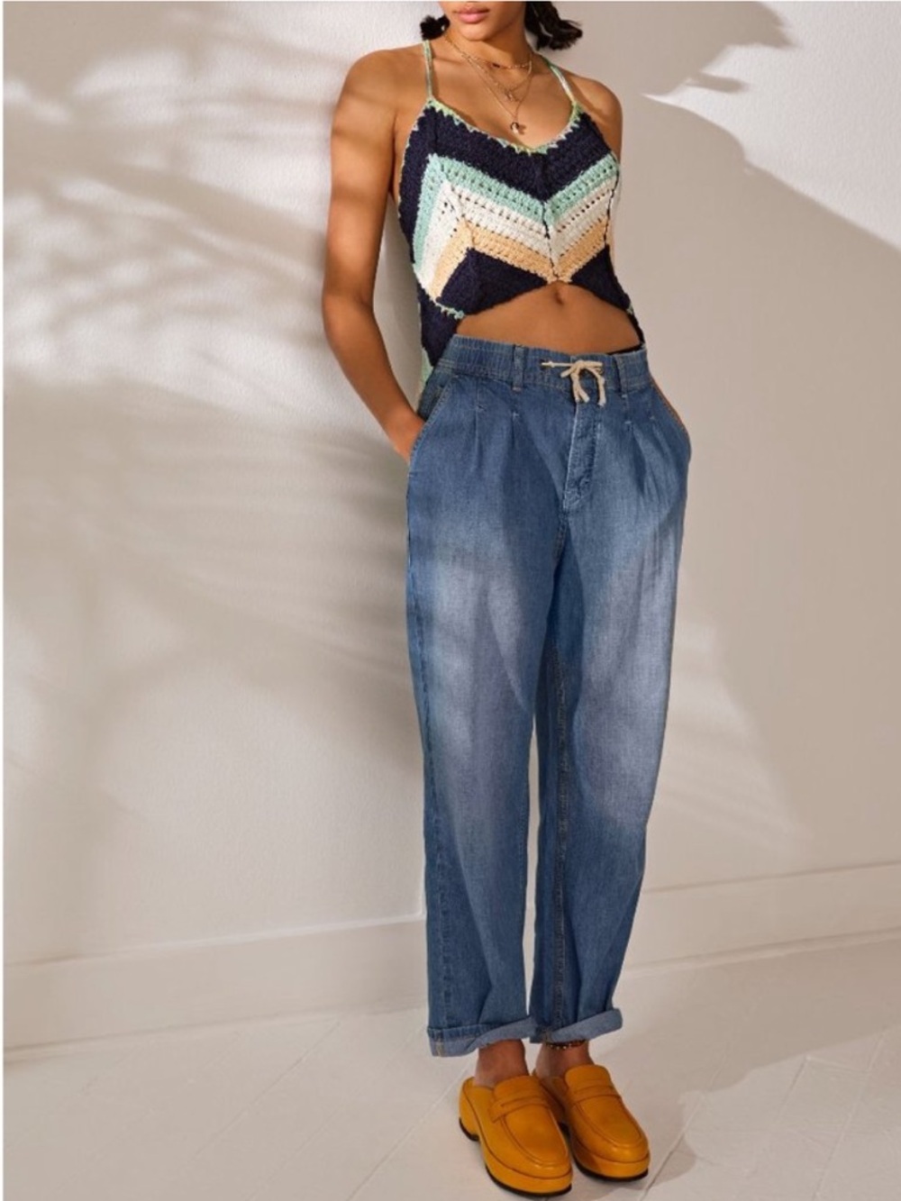 Free People We The Free Luna Denim Pull On Pants Womens Size XS